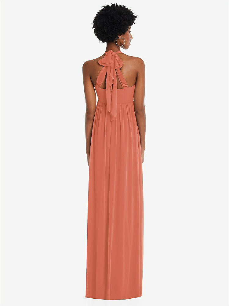 【STYLE: 1564】Convertible Tie-Shoulder Empire Waist Maxi Dress【COLOR: Terracotta Copper】