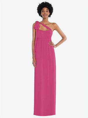 【STYLE: 1564】Convertible Tie-Shoulder Empire Waist Maxi Dress【COLOR: Tea Rose】