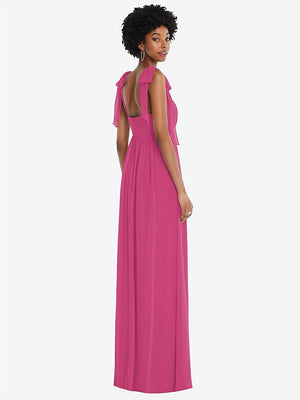 【STYLE: 1564】Convertible Tie-Shoulder Empire Waist Maxi Dress【COLOR: Tea Rose】