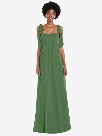 【STYLE: 1564】Convertible Tie-Shoulder Empire Waist Maxi Dress【COLOR: Vineyard Green】