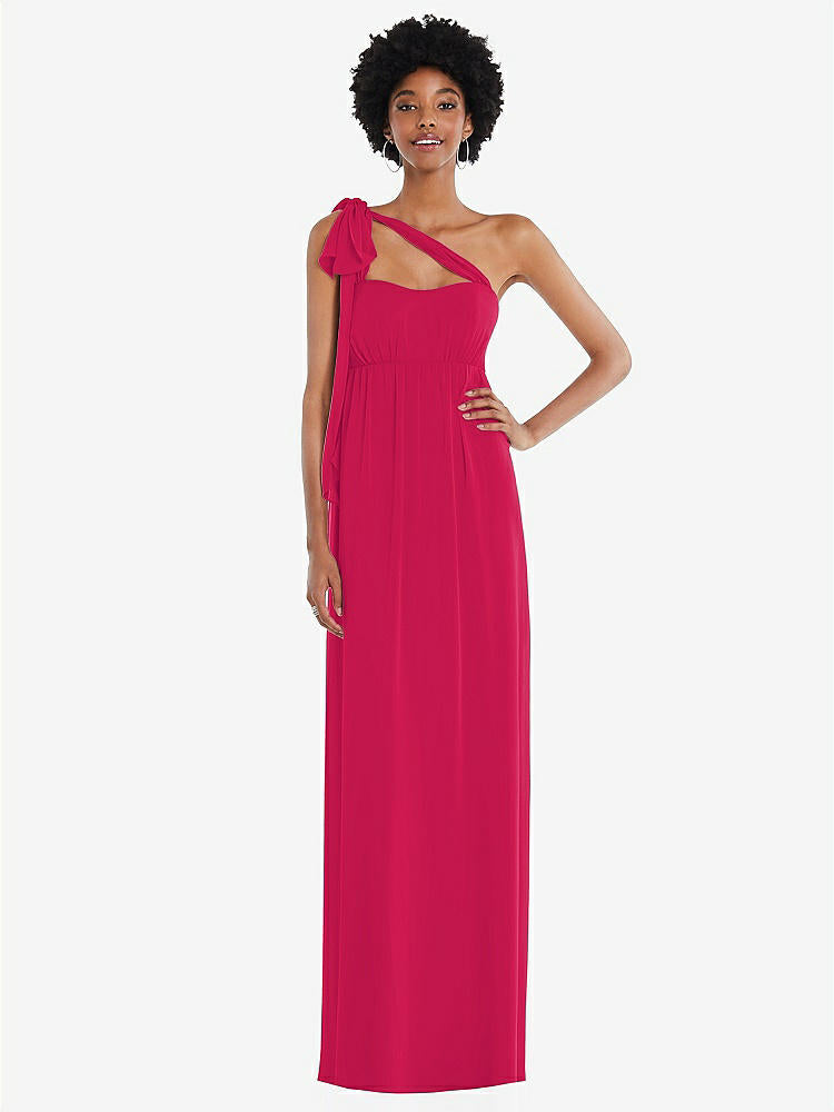 【STYLE: 1564】Convertible Tie-Shoulder Empire Waist Maxi Dress【COLOR: Vivid Pink】