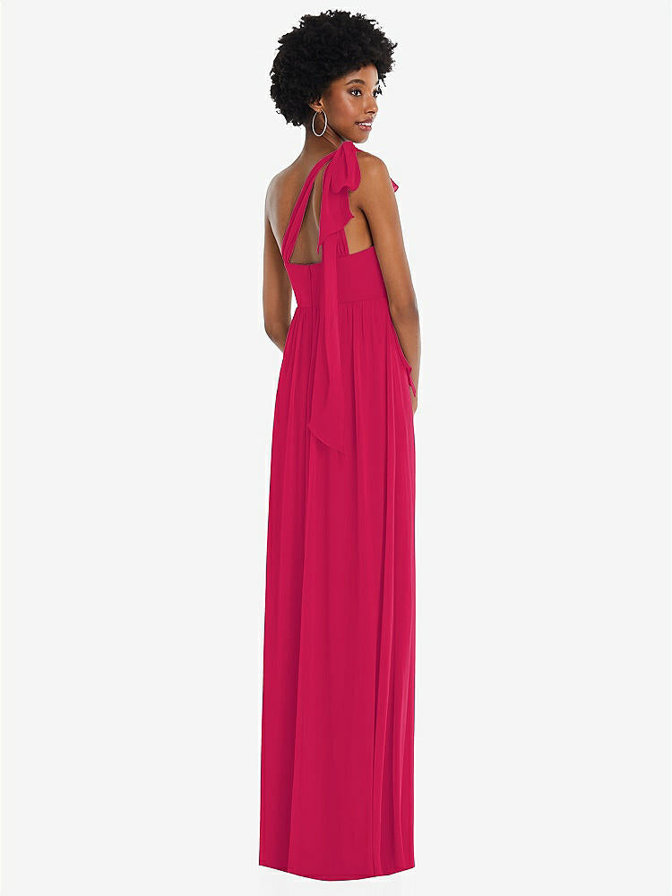 【STYLE: 1564】Convertible Tie-Shoulder Empire Waist Maxi Dress【COLOR: Vivid Pink】