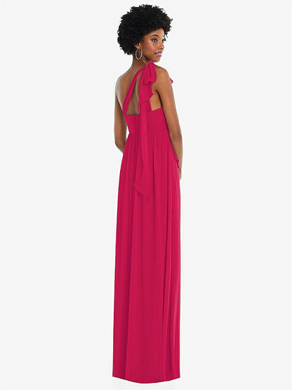 【STYLE: 1564】Convertible Tie-Shoulder Empire Waist Maxi Dress【COLOR: Vivid Pink】