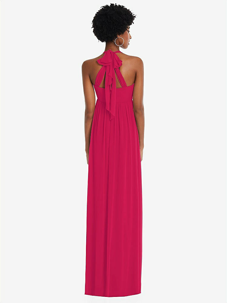 【STYLE: 1564】Convertible Tie-Shoulder Empire Waist Maxi Dress【COLOR: Vivid Pink】
