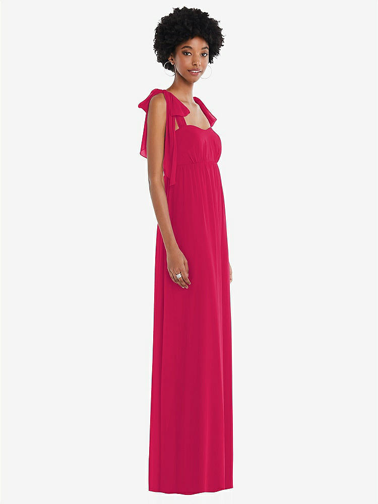 【STYLE: 1564】Convertible Tie-Shoulder Empire Waist Maxi Dress【COLOR: Vivid Pink】
