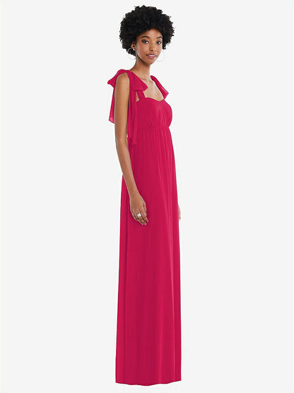 【STYLE: 1564】Convertible Tie-Shoulder Empire Waist Maxi Dress【COLOR: Vivid Pink】