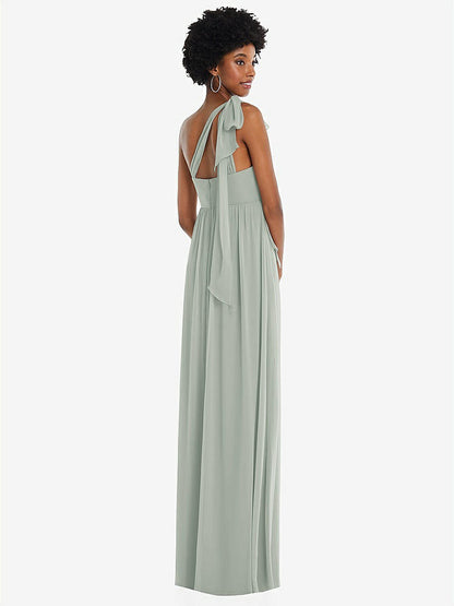 【STYLE: 1564】Convertible Tie-Shoulder Empire Waist Maxi Dress【COLOR: Willow Green】