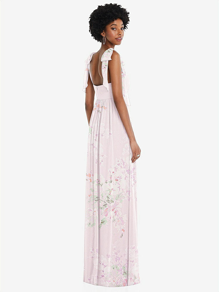 【STYLE: 1564】Convertible Tie-Shoulder Empire Waist Maxi Dress【COLOR: Watercolor Print】