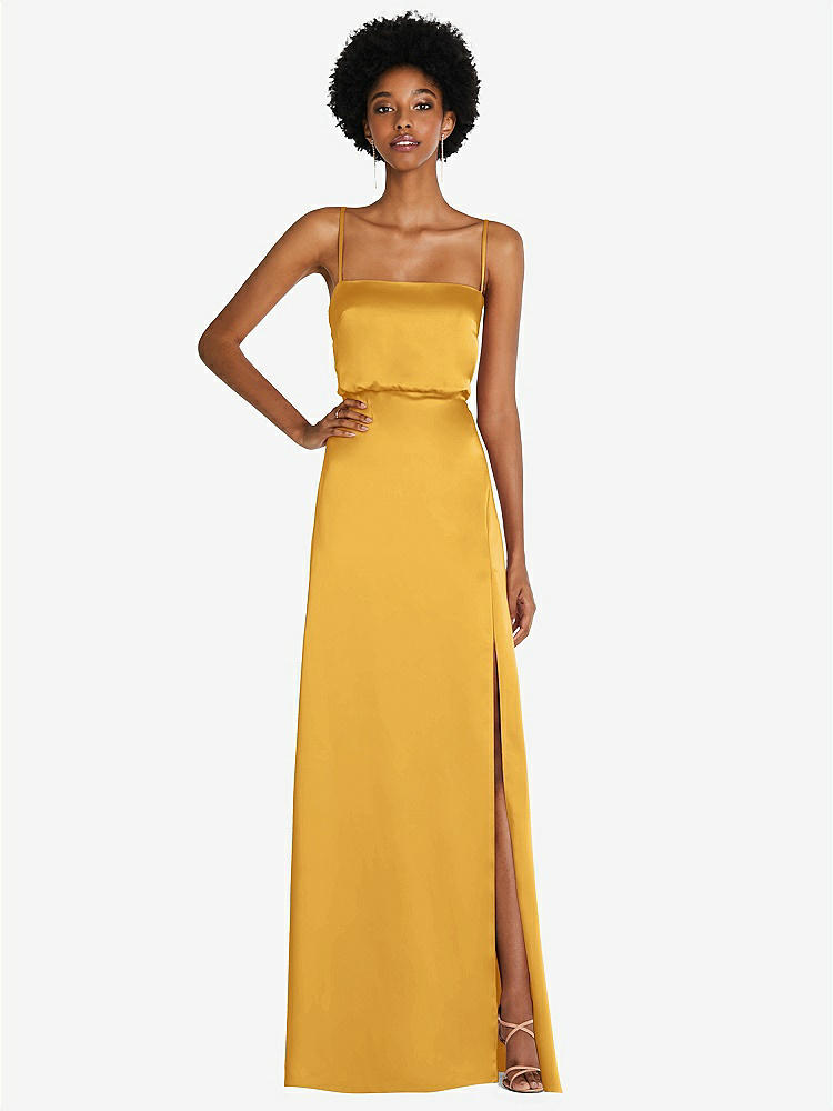 【STYLE: 8217】Low Tie-Back Maxi Dress with Adjustable Skinny Straps【COLOR: NYC Yellow】