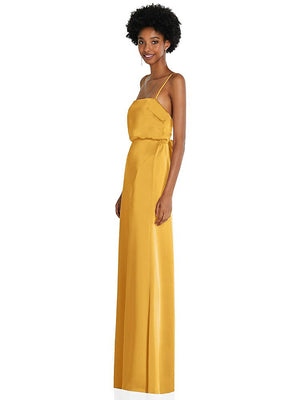 【STYLE: 8217】Low Tie-Back Maxi Dress with Adjustable Skinny Straps【COLOR: NYC Yellow】