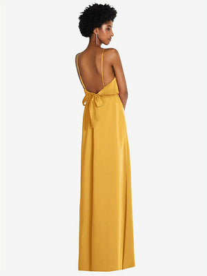 【STYLE: 8217】Low Tie-Back Maxi Dress with Adjustable Skinny Straps【COLOR: NYC Yellow】