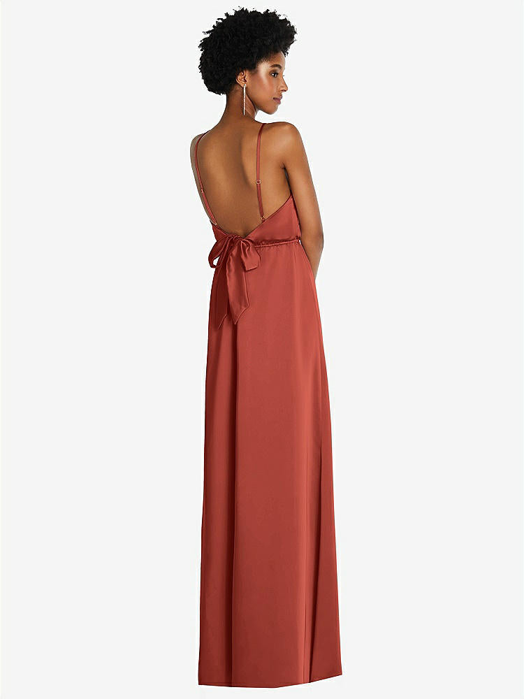 【STYLE: 8217】Low Tie-Back Maxi Dress with Adjustable Skinny Straps【COLOR: Amber Sunset】