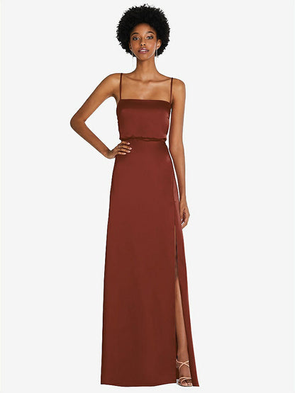 【STYLE: 8217】Low Tie-Back Maxi Dress with Adjustable Skinny Straps【COLOR: Auburn Moon】