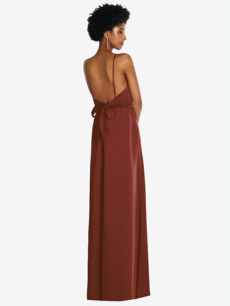 【STYLE: 8217】Low Tie-Back Maxi Dress with Adjustable Skinny Straps【COLOR: Auburn Moon】