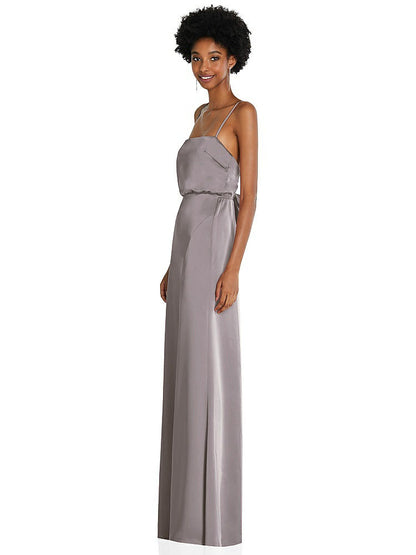 【NEW】【STYLE: 8217】低 ネクタイバック マキシ ドレス 調整可能 スキニー ストラップ【COLOR: Cashmere Gray】【SIZE: 00-30W】