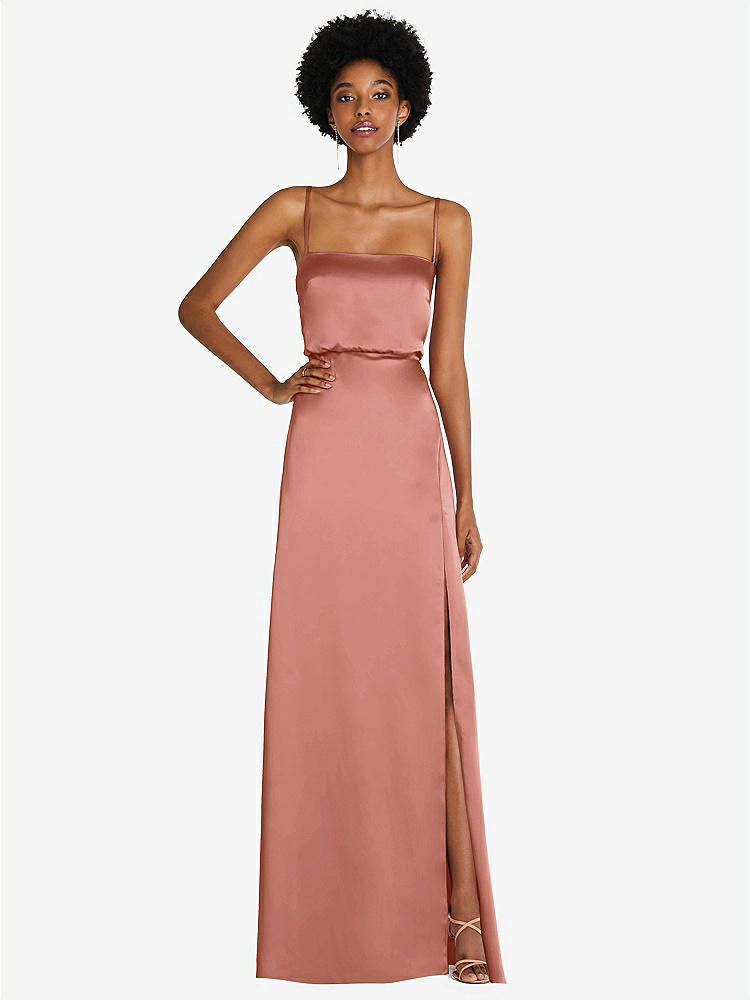 【STYLE: 8217】Low Tie-Back Maxi Dress with Adjustable Skinny Straps【COLOR: Desert Rose】