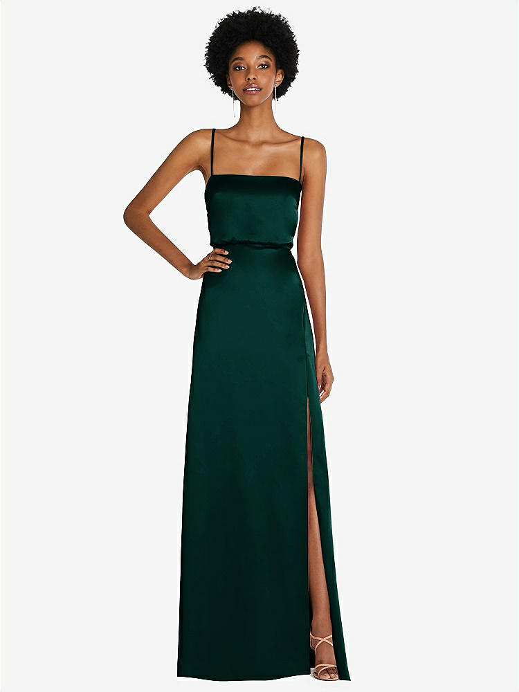 【STYLE: 8217】Low Tie-Back Maxi Dress with Adjustable Skinny Straps【COLOR: Evergreen】