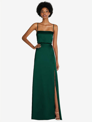 【STYLE: 8217】Low Tie-Back Maxi Dress with Adjustable Skinny Straps【COLOR: Hunter Green】