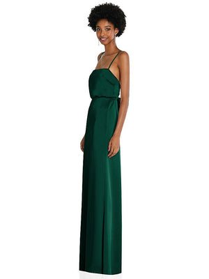 【STYLE: 8217】Low Tie-Back Maxi Dress with Adjustable Skinny Straps【COLOR: Hunter Green】