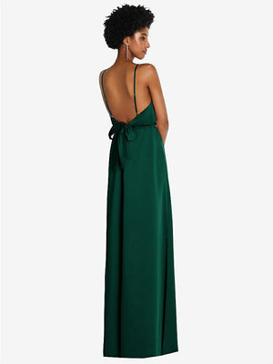 【STYLE: 8217】Low Tie-Back Maxi Dress with Adjustable Skinny Straps【COLOR: Hunter Green】