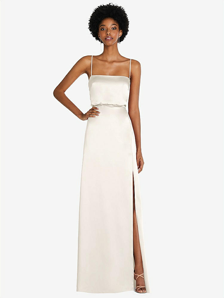 【STYLE: 8217】Low Tie-Back Maxi Dress with Adjustable Skinny Straps【COLOR: Ivory】