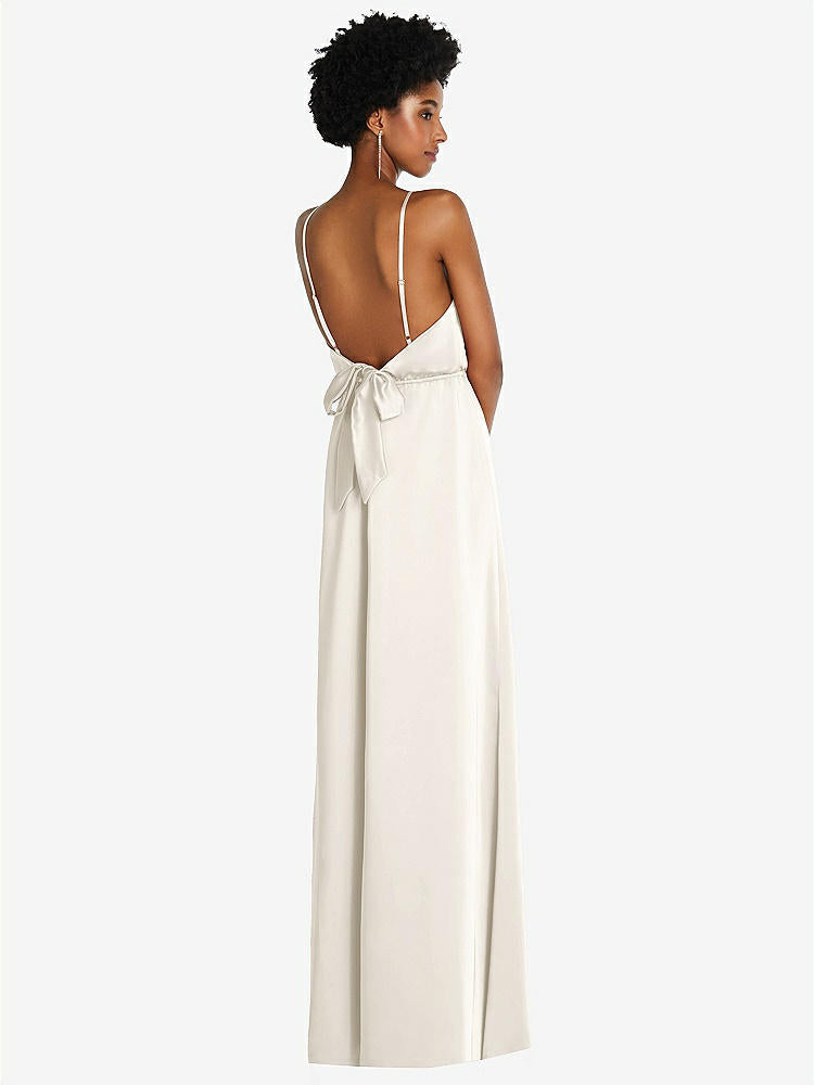 【STYLE: 8217】Low Tie-Back Maxi Dress with Adjustable Skinny Straps【COLOR: Ivory】