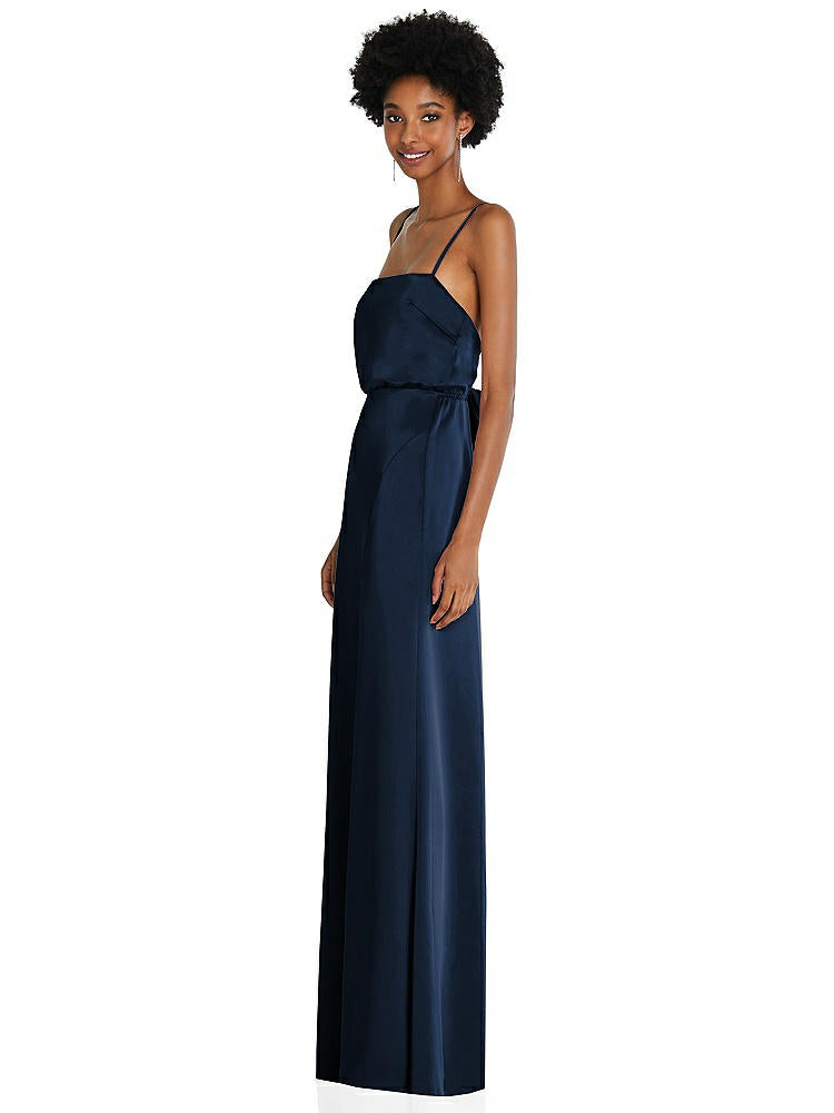 【NEW】【STYLE: 8217】低 ネクタイバック マキシ ドレス 調整可能 スキニー ストラップ【COLOR: Midnight Navy】【SIZE: 00-30W】
