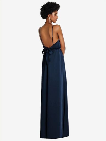 【NEW】【STYLE: 8217】低 ネクタイバック マキシ ドレス 調整可能 スキニー ストラップ【COLOR: Midnight Navy】【SIZE: 00-30W】