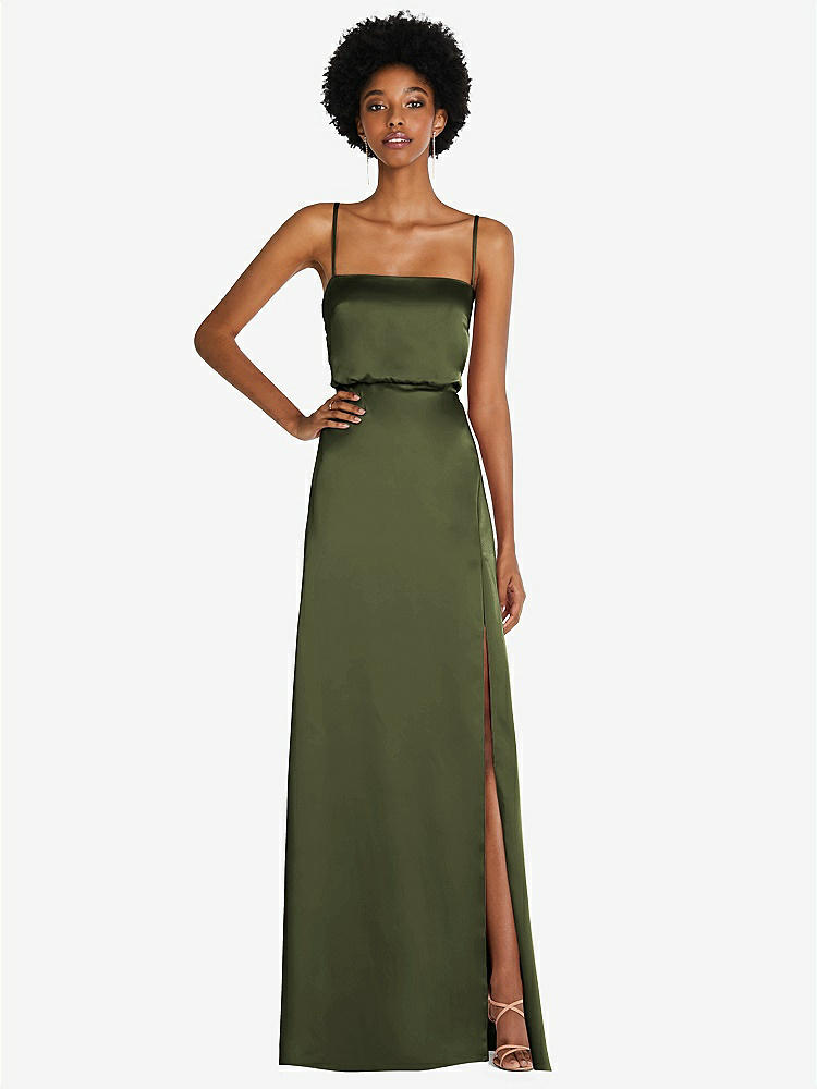 【STYLE: 8217】Low Tie-Back Maxi Dress with Adjustable Skinny Straps【COLOR: Olive Green】