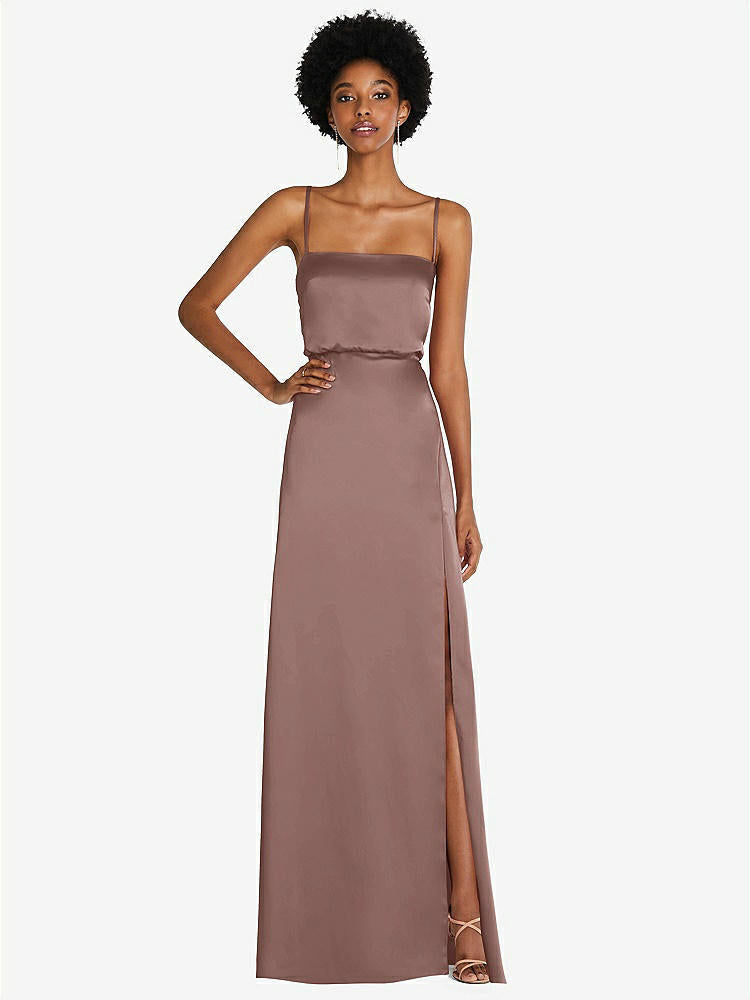 【STYLE: 8217】Low Tie-Back Maxi Dress with Adjustable Skinny Straps【COLOR: Sienna】