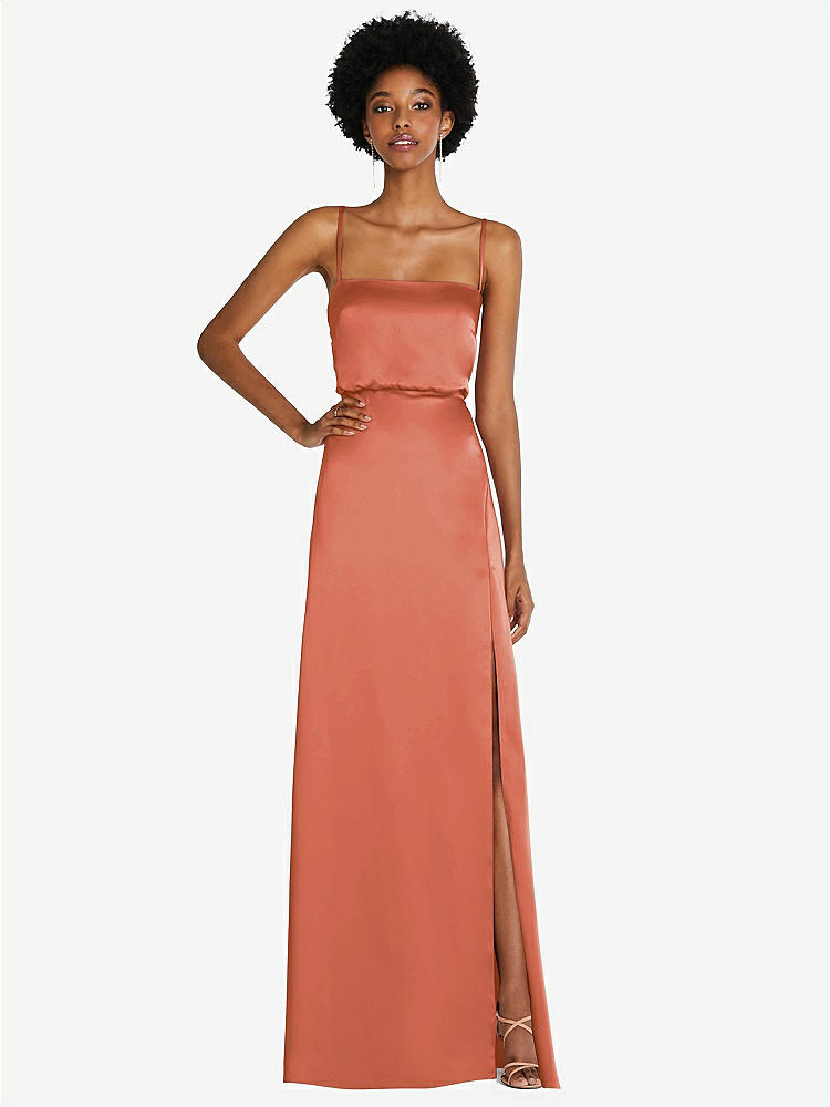 【STYLE: 8217】Low Tie-Back Maxi Dress with Adjustable Skinny Straps【COLOR: Terracotta Copper】