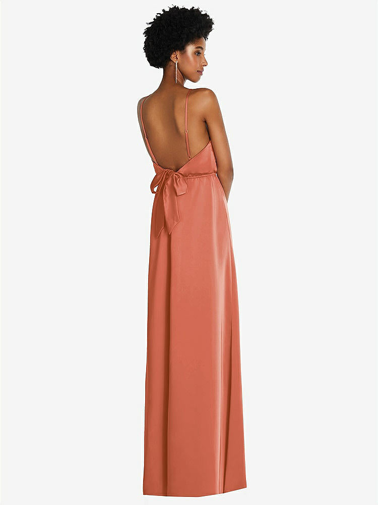 【STYLE: 8217】Low Tie-Back Maxi Dress with Adjustable Skinny Straps【COLOR: Terracotta Copper】