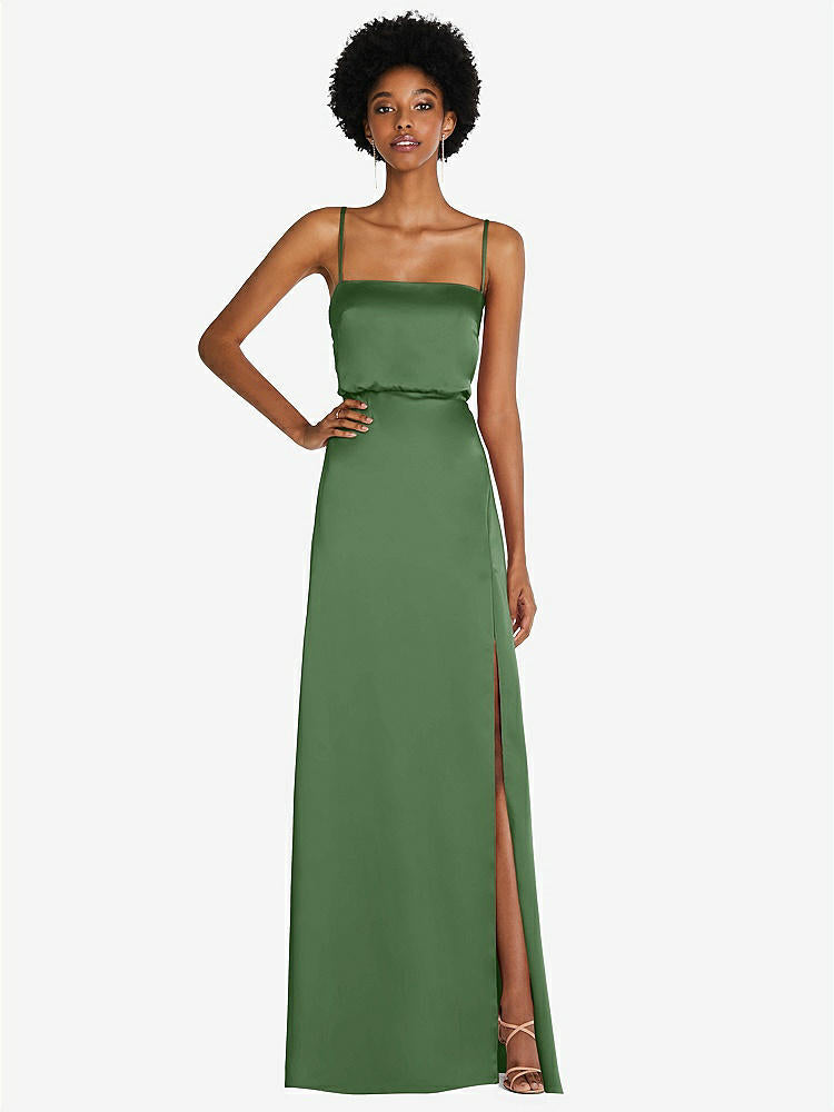 【STYLE: 8217】Low Tie-Back Maxi Dress with Adjustable Skinny Straps【COLOR: Vineyard Green】