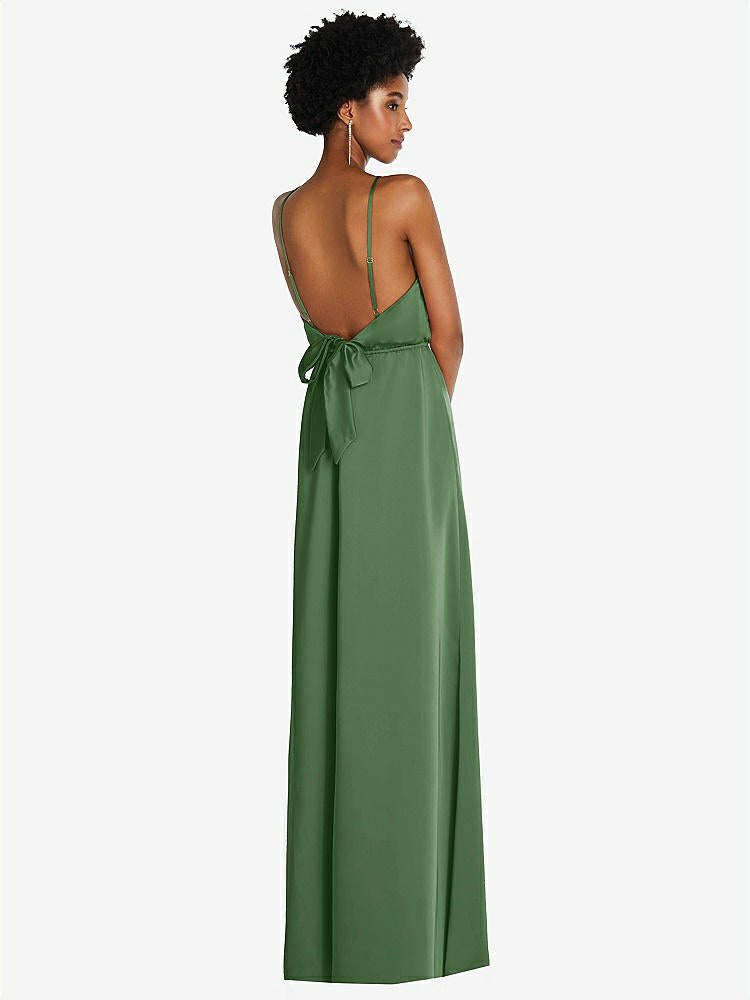【STYLE: 8217】Low Tie-Back Maxi Dress with Adjustable Skinny Straps【COLOR: Vineyard Green】