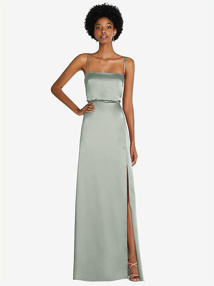 【STYLE: 8217】Low Tie-Back Maxi Dress with Adjustable Skinny Straps【COLOR: Willow Green】