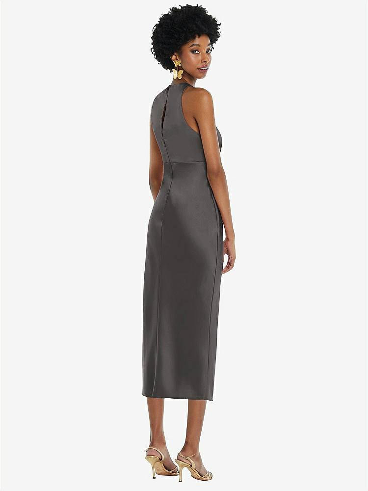 【NEW】【STYLE: LB042】ジュエル 首 ノースリーブ MIDI ドレス バイアス スカート【COLOR: Caviar Gray】【SIZE: 00-30W】