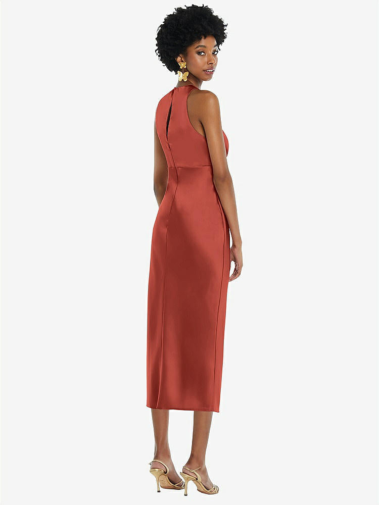 【STYLE: LB042】Jewel Neck Sleeveless Midi Dress with Bias Skirt【COLOR: Amber Sunset】