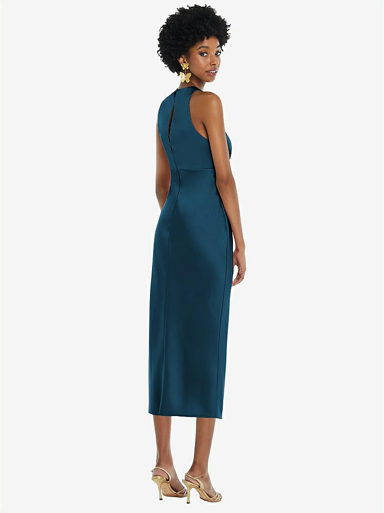 【NEW】【STYLE: LB042】ジュエル 首 ノースリーブ MIDI ドレス バイアス スカート【COLOR: Atlantic Blue】【SIZE: 00-30W】