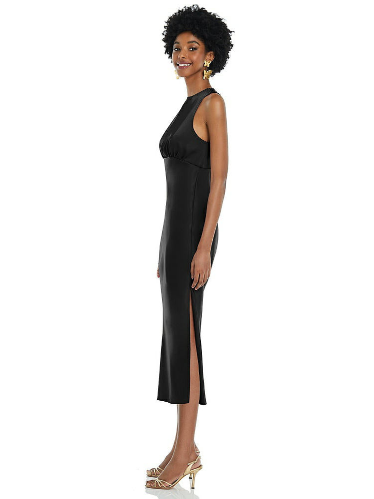 【NEW】【STYLE: LB042】ジュエル 首 ノースリーブ MIDI ドレス バイアス スカート【COLOR: Black】【SIZE: 00-30W】