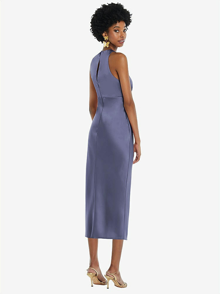 【NEW】【STYLE: LB042】ジュエル 首 ノースリーブ MIDI ドレス バイアス スカート【COLOR: French Blue】【SIZE: 00-30W】