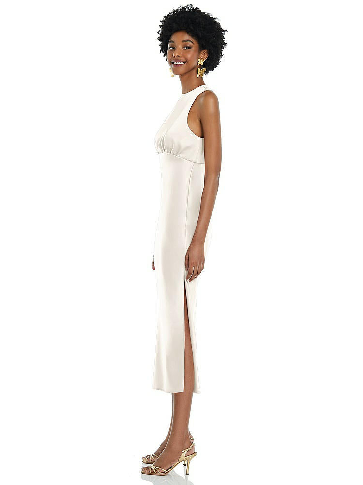 【NEW】【STYLE: LB042】ジュエル 首 ノースリーブ MIDI ドレス バイアス スカート【COLOR: Ivory】【SIZE: 00-30W】