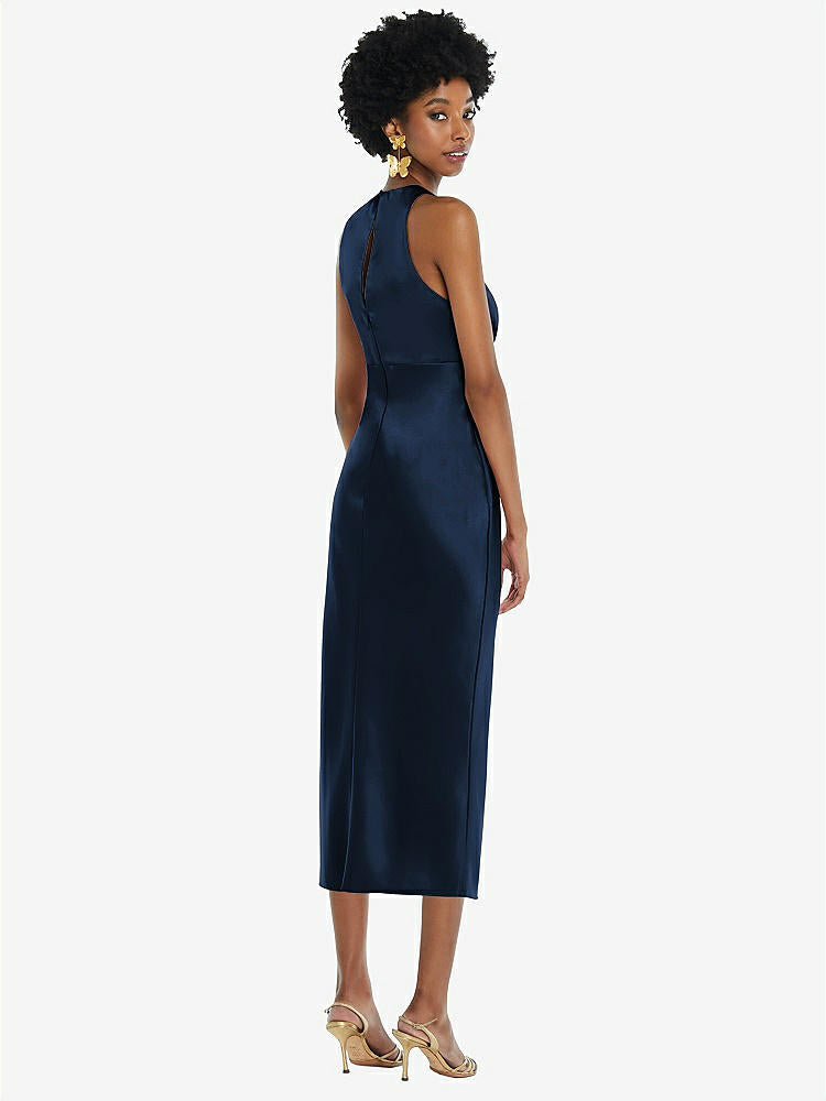 【NEW】【STYLE: LB042】ジュエル 首 ノースリーブ MIDI ドレス バイアス スカート【COLOR: Midnight Navy】【SIZE: 00-30W】