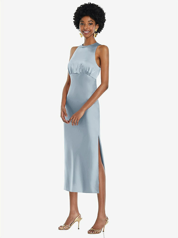 【NEW】【STYLE: LB042】ジュエル 首 ノースリーブ MIDI ドレス バイアス スカート【COLOR: Mist】【SIZE: 00-30W】