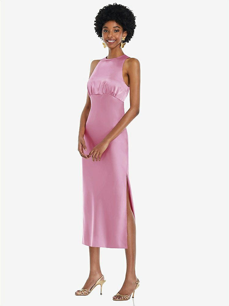 【NEW】【STYLE: LB042】ジュエル 首 ノースリーブ MIDI ドレス バイアス スカート【COLOR: Powder Pink】【SIZE: 00-30W】
