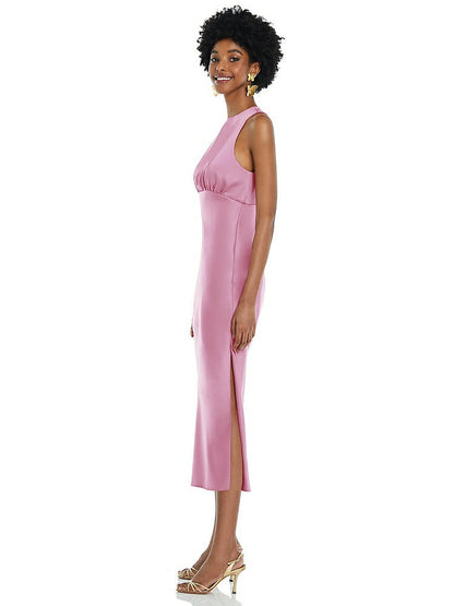 【NEW】【STYLE: LB042】ジュエル 首 ノースリーブ MIDI ドレス バイアス スカート【COLOR: Powder Pink】【SIZE: 00-30W】
