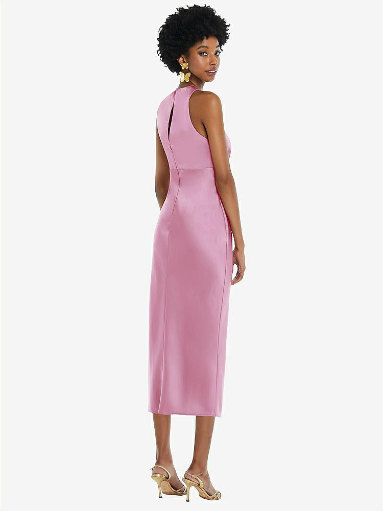 【NEW】【STYLE: LB042】ジュエル 首 ノースリーブ MIDI ドレス バイアス スカート【COLOR: Powder Pink】【SIZE: 00-30W】