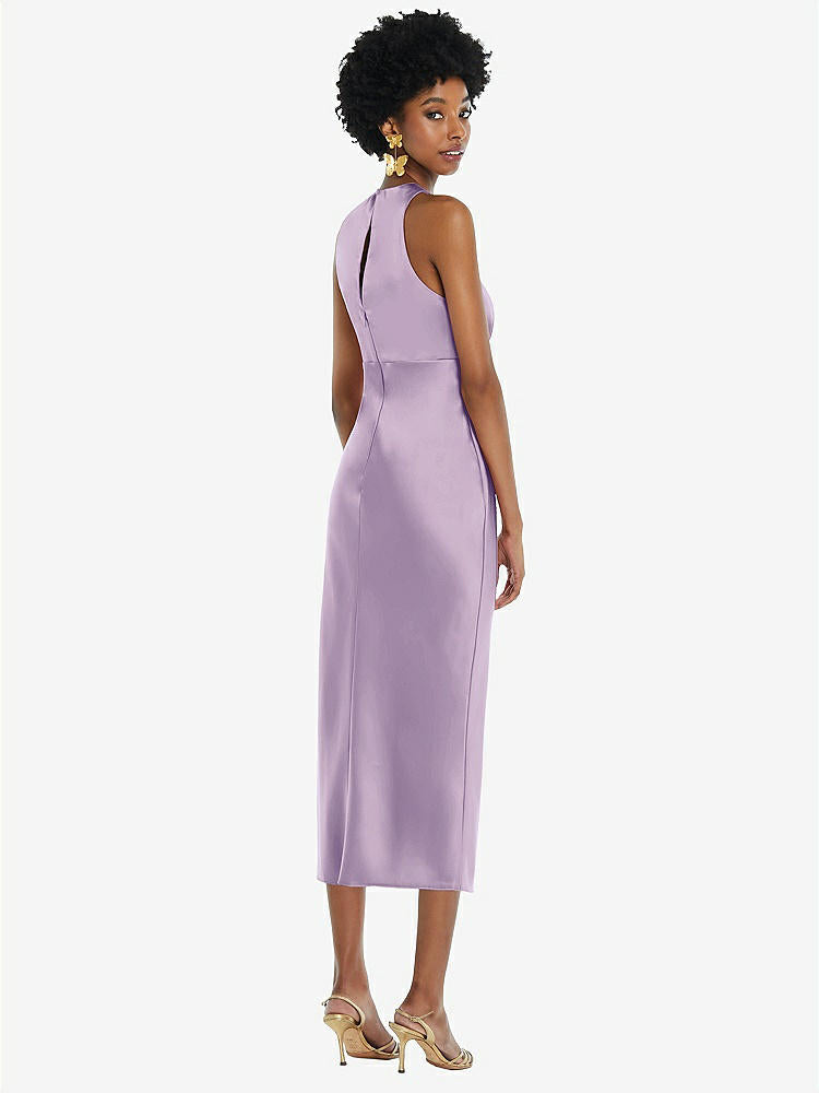 【STYLE: LB042】Jewel Neck Sleeveless Midi Dress with Bias Skirt【COLOR: Pale Purple】