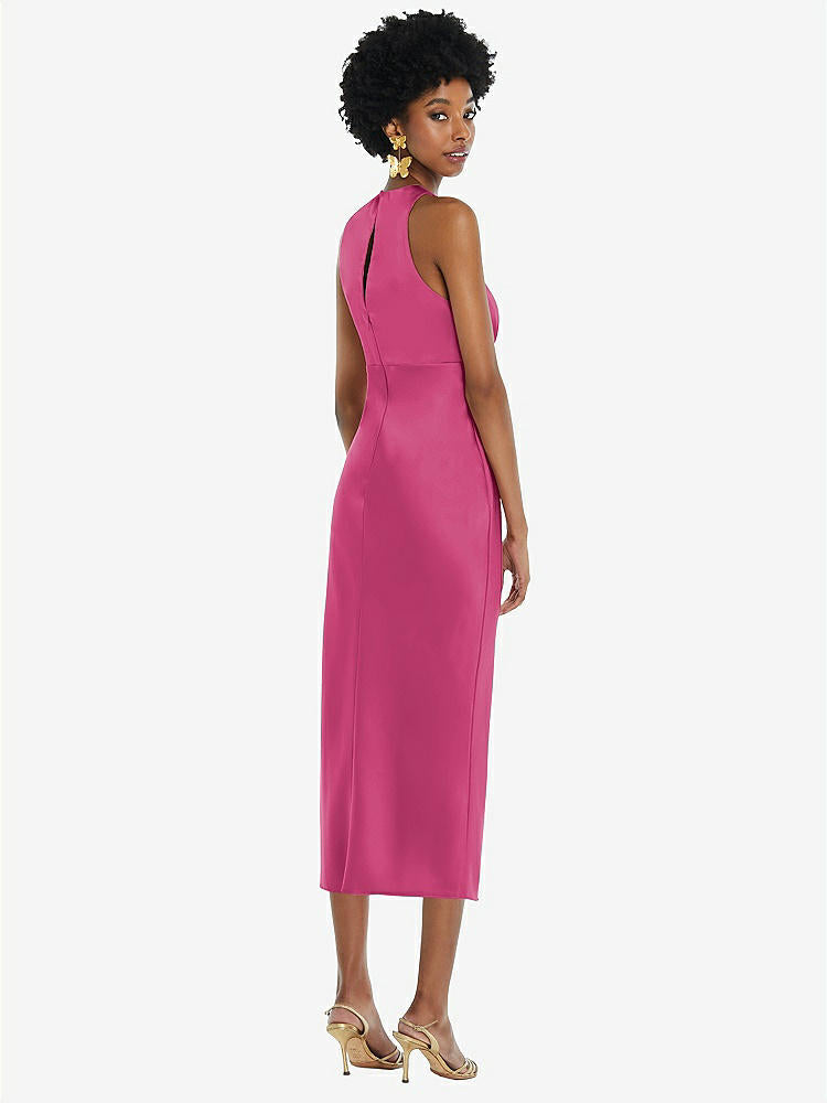 【NEW】【STYLE: LB042】ジュエル 首 ノースリーブ MIDI ドレス バイアス スカート【COLOR: Tea Rose】【SIZE: 00-30W】