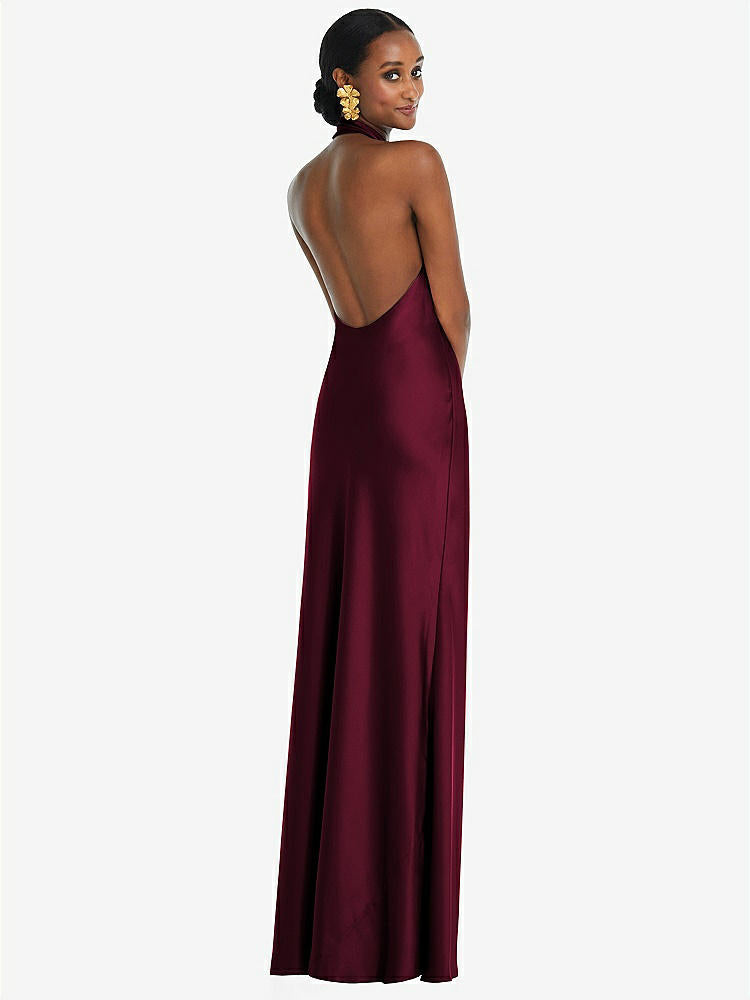 【NEW】【STYLE: LB039】スカーフ ネクタイ スタンド 襟 マキシ ドレス 前面 スリット【COLOR: Cabernet】【SIZE: 00-30W】