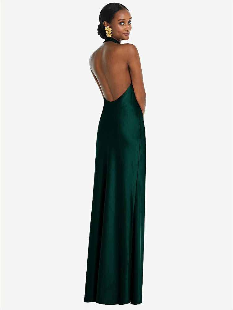 【NEW】【STYLE: LB039】スカーフ ネクタイ スタンド 襟 マキシ ドレス 前面 スリット【COLOR: Evergreen】【SIZE: 00-30W】